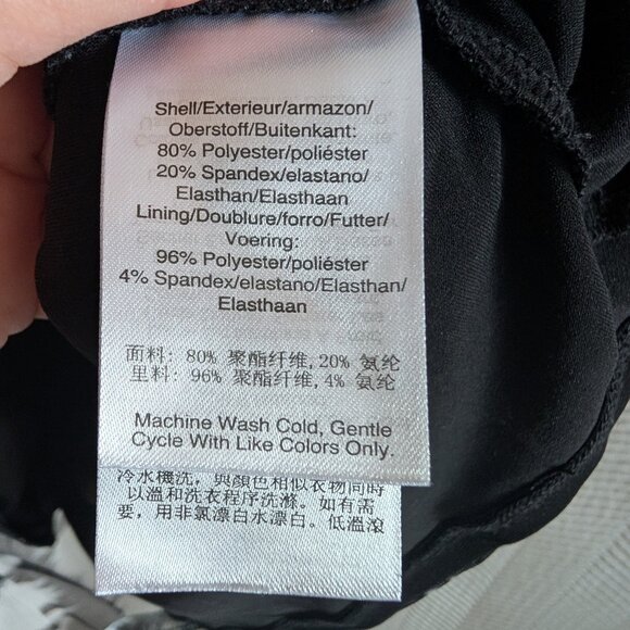 DKNY Short Sleeve Ruched Black & White Abstract Print Mesh Lined Top Medium - Picture 9 of 9